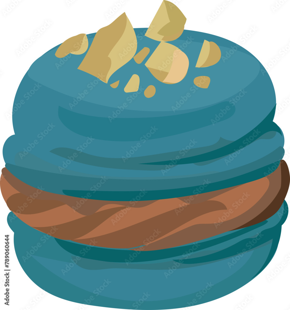 Blueberry macarons illustration on transparent background.
