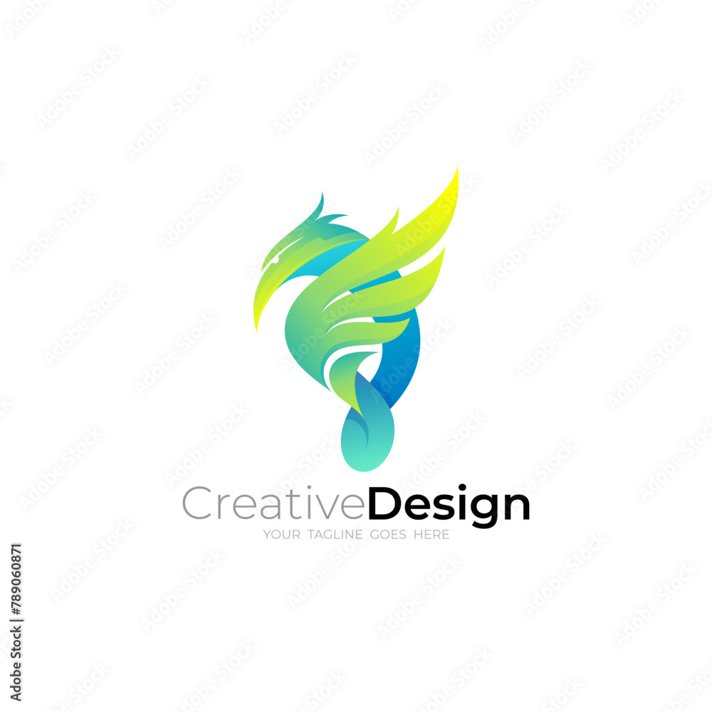 Obraz premium Falcon design template, Eagle icon with blue color