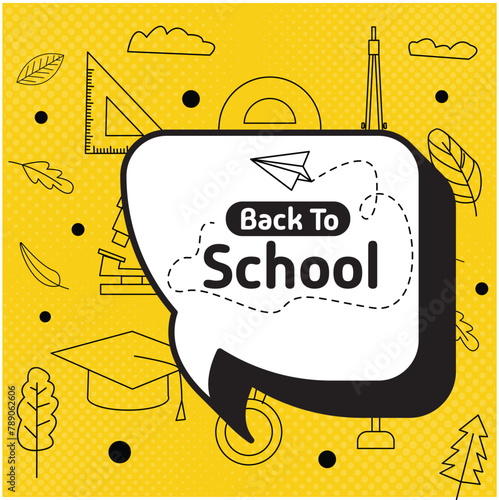 Back to school icon vector design with speech bubble