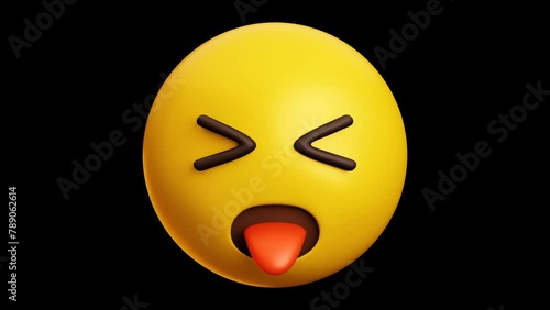 Mocking, taunting emoji, sticking tongue out, 3d emoticon animation, Alpha channel, Transparent video