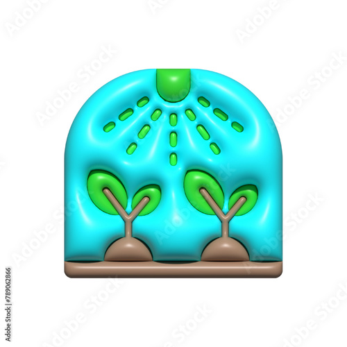 Greenhouse plants vector icon. Greenhouse, plants, 3d, icon, gardening, botanical, horticulture, plant, growth, indoor, agriculture on white background vector. Greenhouse plants vector 3D icon.