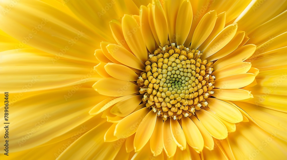 yellow symmetrical flower chrysanthemum close up Yellow daisy flower closeup macro chrysanthemum flower : Generative AI