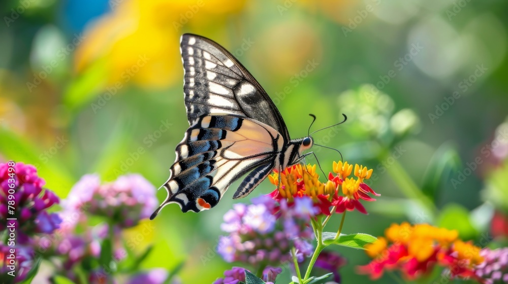 A close-up of a swallowtail butterfly feeding on nectar from a colorful bouquet of wildflowers, illustrating the essential role of butterflies in ecosystem health. A close-up of a swallowtail butterfly feeding on nectar from a colorful bouquet of wildflowers, illustrating the essential role of butterflies in ecosystem health.