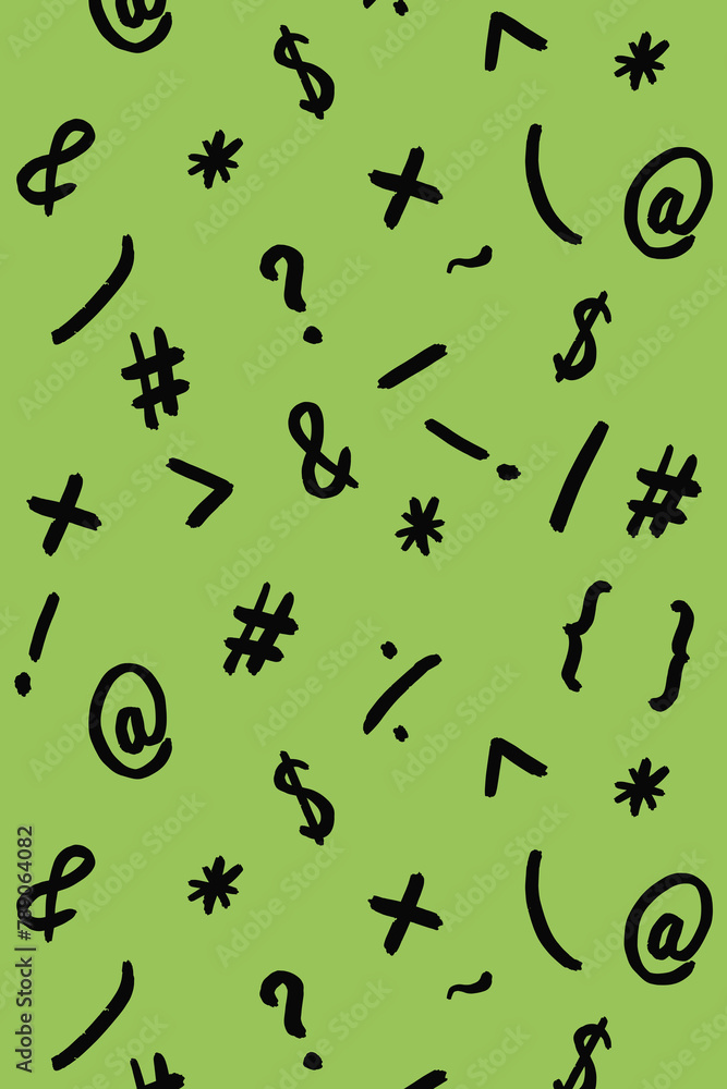 pattern with the image of keyboard symbols. Punctuation marks. Template for applying to the surface. pea background. Vertical image. pattern with the image of keyboard symbols. Punctuation marks. Template for applying to the surface. pea background. Vertical image.