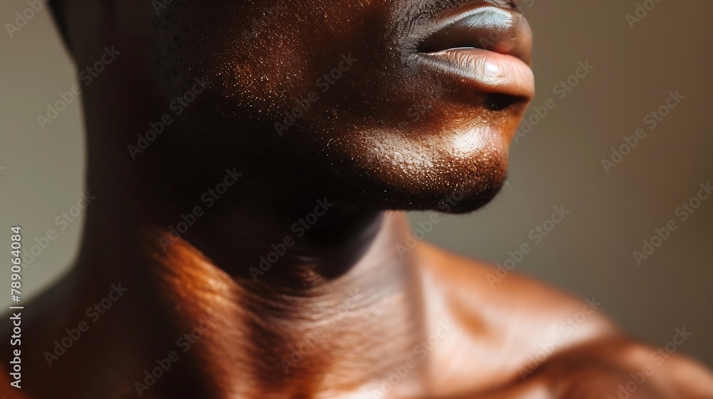 Collarbones Detailed texture of human skin Close up shot of young ...