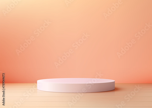 3D realistic soft pink podium with a beige background, Product display, Mockup, Showcase presentation