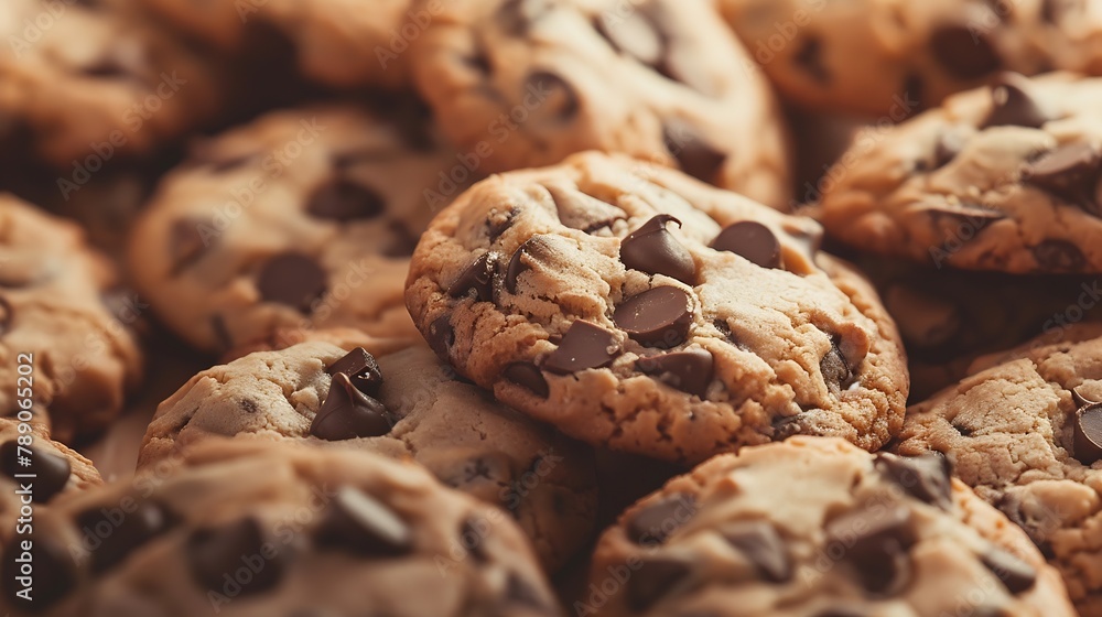 Chocolate chip cookies close up for background : Generative AI Chocolate chip cookies close up for background : Generative AI