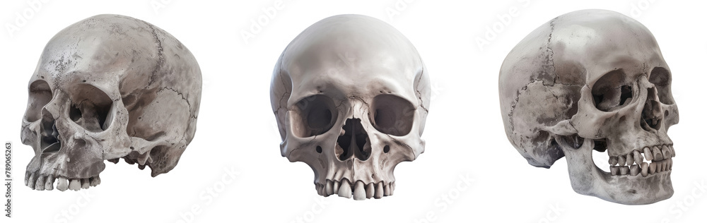 Skull of the human isolated on a white background. Sepia color photo Skull of the human isolated on a white background. Sepia color photo