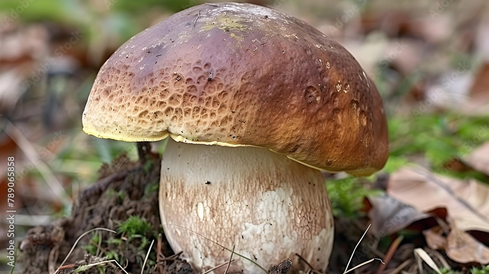 Boletus edulis edible mushroom in the forest Boletus edulis edible mushroom in the forest
