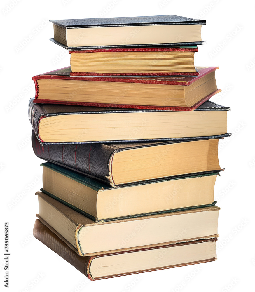 Stack of many old hardcover books isolated on white Stack of many old hardcover books isolated on white