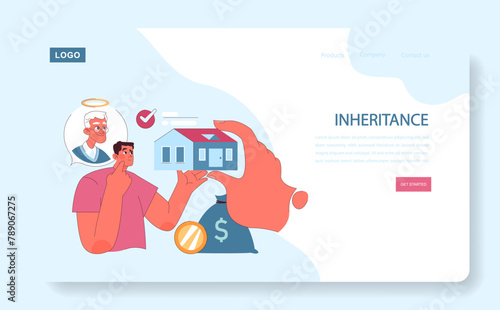 Inheritance web or landing. A thoughtful man considers the value of a house