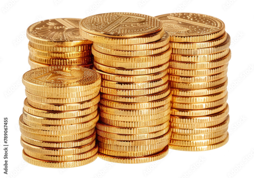 A pile of Coins on a white background A pile of Coins on a white background