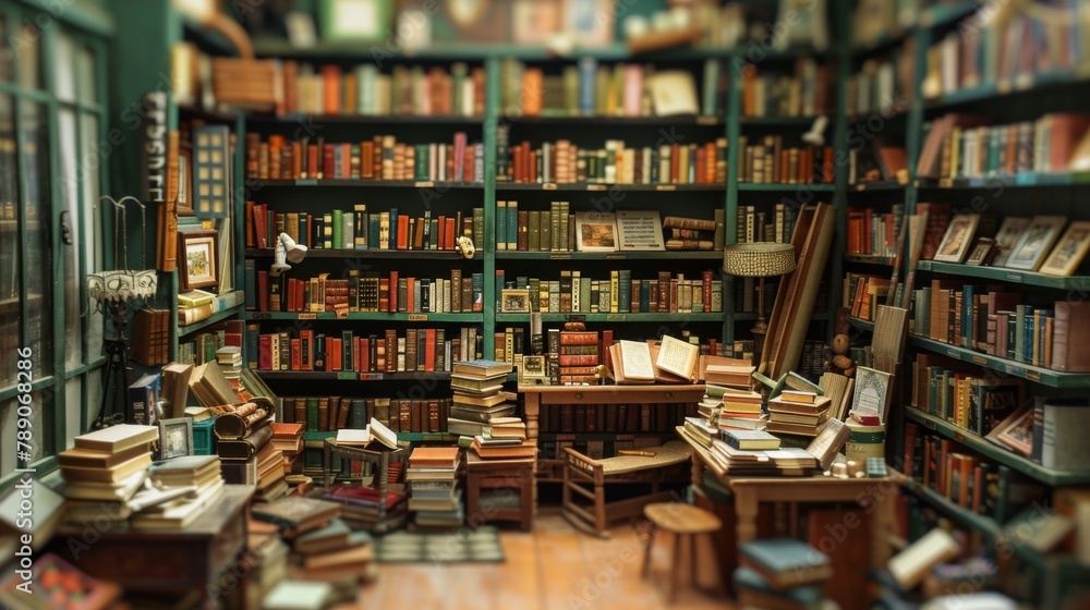 A miniature bookshop filled with tiny books and shelves, inspiring a love for reading and storytelling in miniature literary worlds. A miniature bookshop filled with tiny books and shelves, inspiring a love for reading and storytelling in miniature literary worlds.