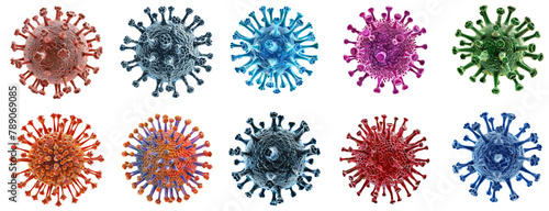 Collection of virus isolate on transparency background PNG photo