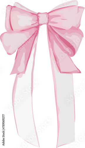 Pink bow illustration on transparent background.  © OneyWhyStudio