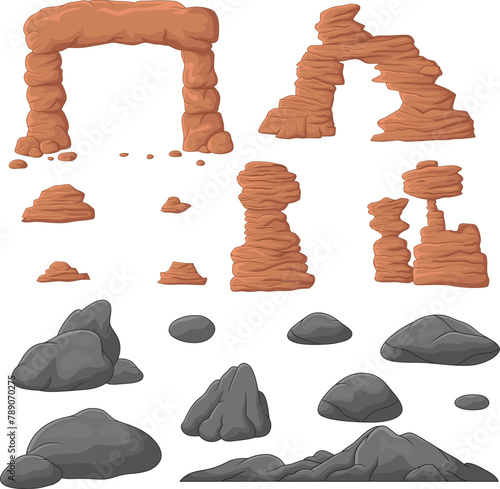 Cartoon stone and rock collection set (ID: 789070275)