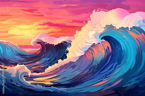 Ocean Dreamscape: Fluid Color Wave Illustrations for Inspiring Homepage Graphics
