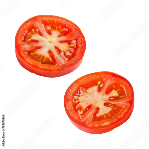 Tomato slices isolated on transparent background