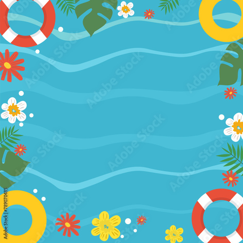 Top View of Summer Holiday in Swimming Pool Background with Copy Space