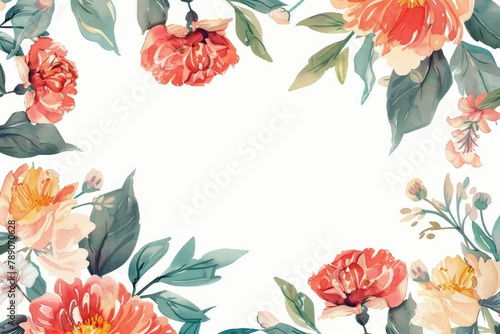 Watercolor peony clipart with delicate petals and vibrant hues. flowers frame, botanical border, white background, watercolor illustration, botanical painting. 