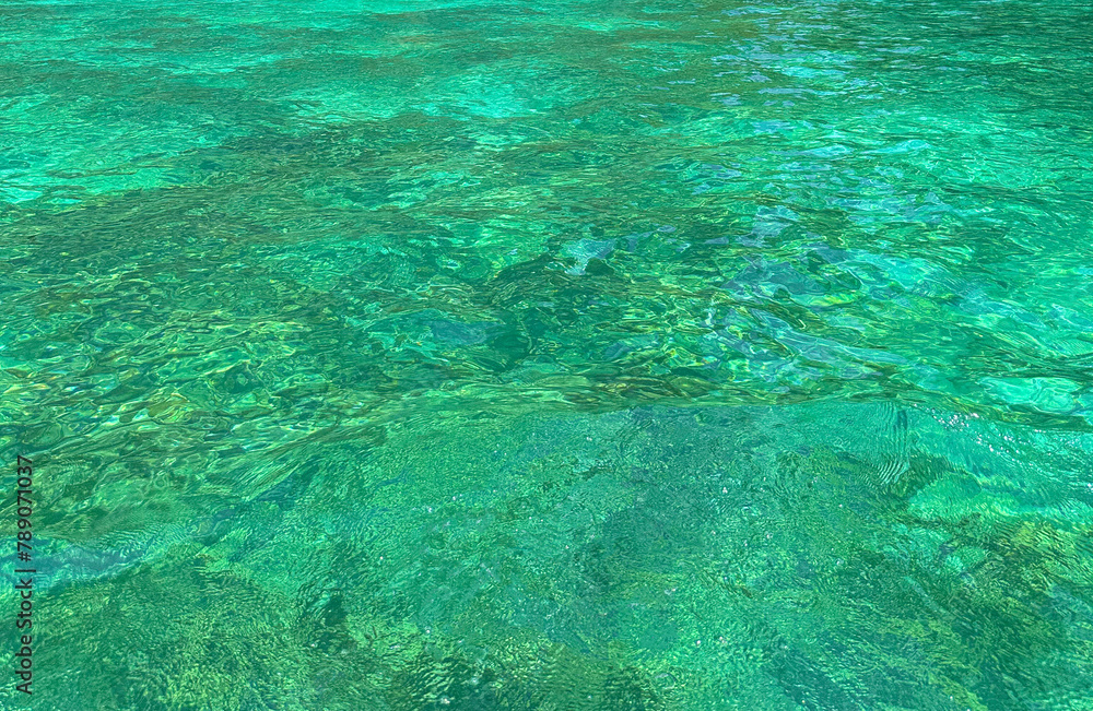 Close-up with clear turquoise water