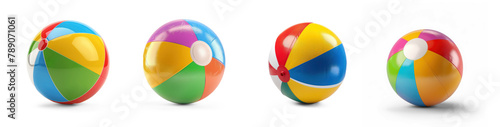Set of Colorful beach ball on transparency background PNG  © Sim
