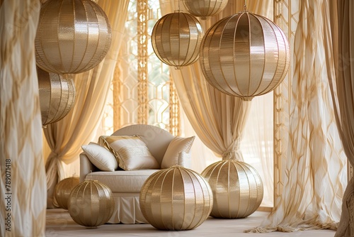 Mother-of-Pearl Ornaments & Dupioni Silk: Luxurious Silk Trader's Lounge Designs photo