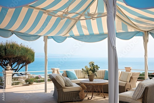 Sailcloth Shades and Ocean Art  Mediterranean Seaside Gazebo Decors