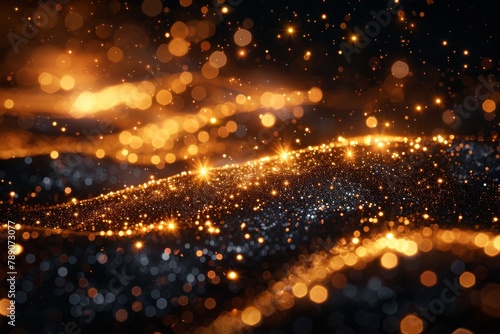 Twinkling golden particles convey a magical, festive feel that is perfect for events or fantasy themes