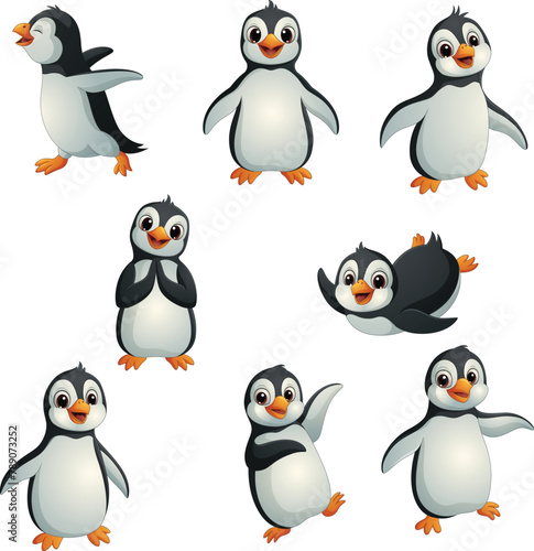 Collection of cartoon penguin isolated on white background  (ID: 789073252)