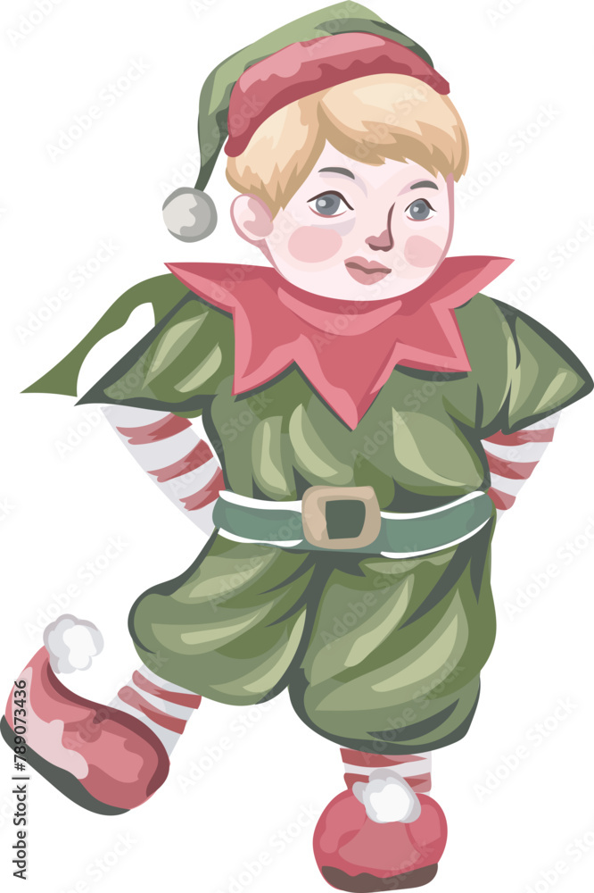 Christmas elf cartoon on a transparent background.
