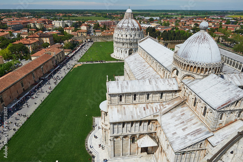 Iconic view from atop Pisa Tower