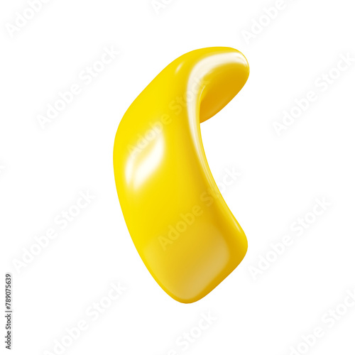 Birthday party popper yellow confetti streamer element. 3d render illustration. (ID: 789075639)