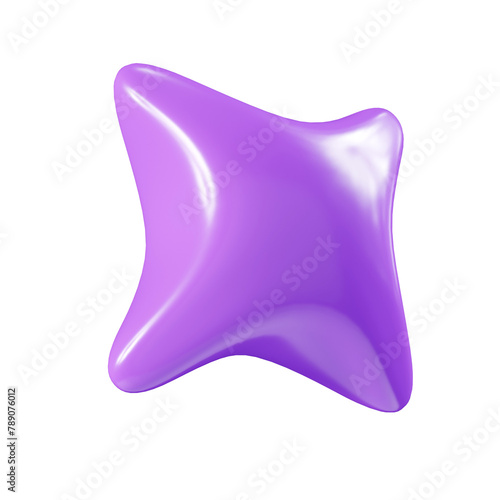 Birthday party popper purple confetti streamer star element 3d render illustration. (ID: 789076012)