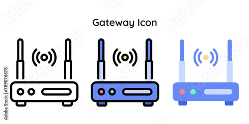 Gateway Icon Related to Internet of Things. Line, Line Color, Flat Style.