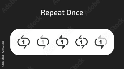 Repeat Once icons in 5 different styles as vector