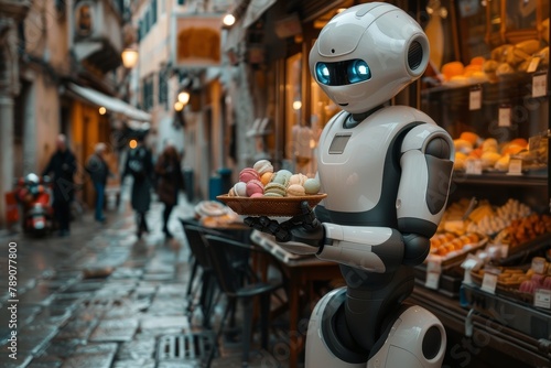 Robot vendor offering sweet treats - a modern twist on street-side service.