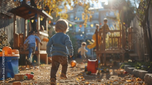 Autumn playtime at a sunlit playground photo