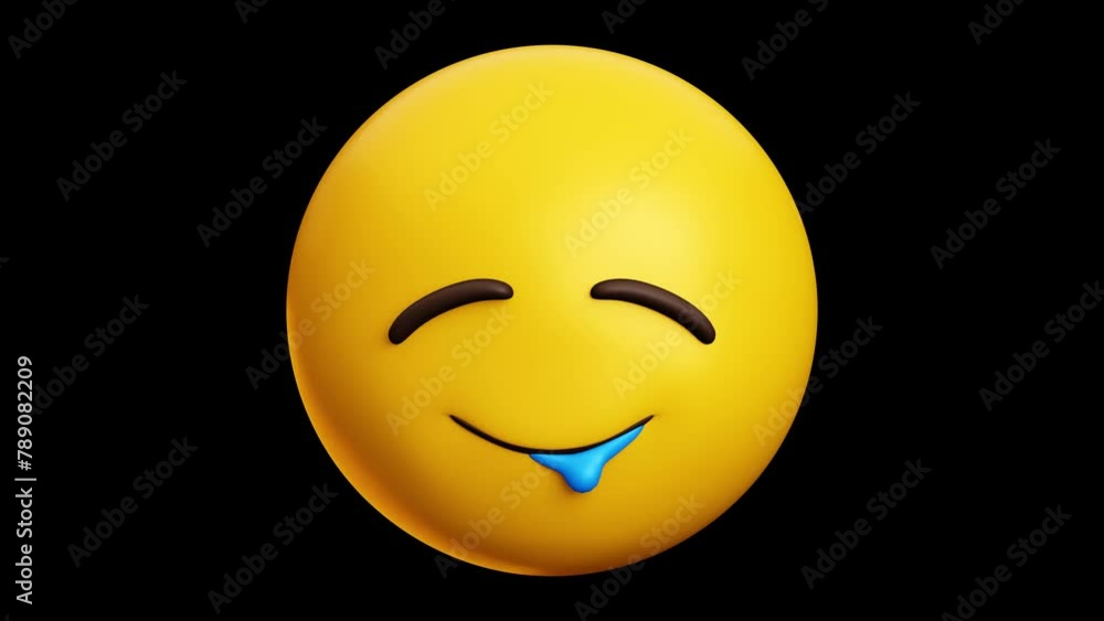 Salivating face emoji, 3d emoticon animation, Alpha channel, Transparent video Salivating face emoji, 3d emoticon animation, Alpha channel, Transparent video