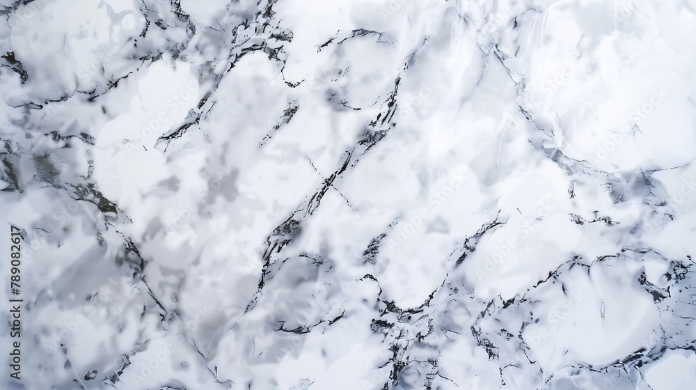 Fototapeta premium Empty white and grey marble flat lay background Smooth stone backdrop with no people and no props : Generative AI