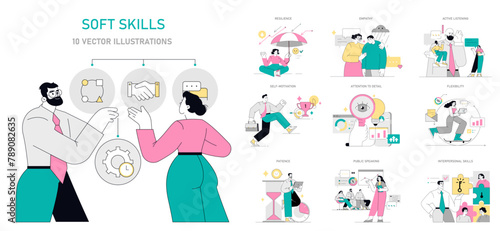 Soft Skills Flat Vector illustration.
