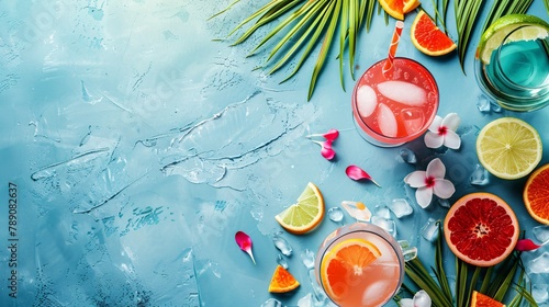 Create a vibrant background for a Cocktail Party or summer event invitation, perfect for cards, posters, flyers, or similar, featuring ample copy space for text integration.
