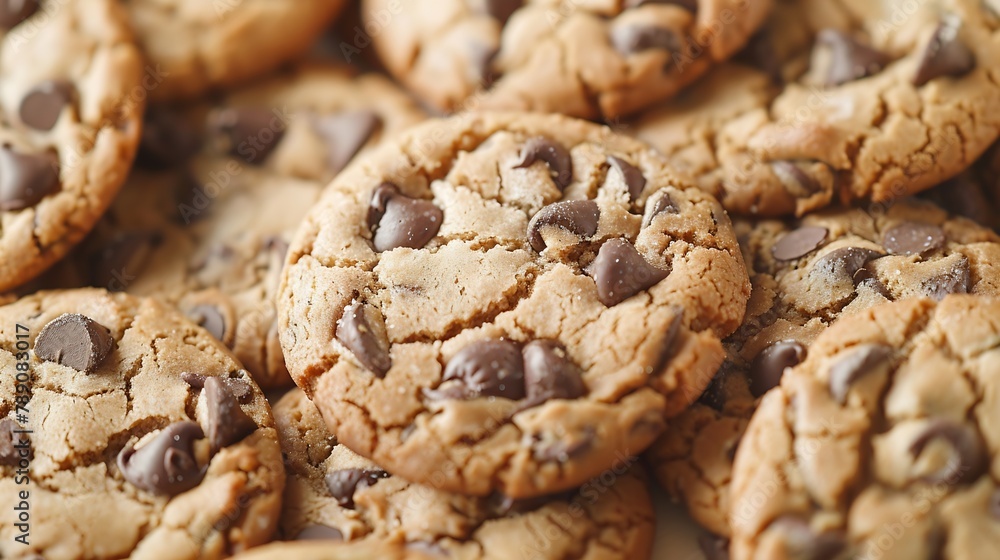 Chocolate chip cookies close up for background : Generative AI Chocolate chip cookies close up for background : Generative AI