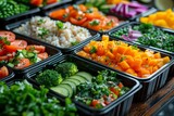 A vibrant image of meal prep containers filled with colorful, healthy food options showcasing meal planning