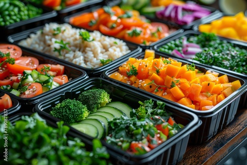 A vibrant image of meal prep containers filled with colorful, healthy food options showcasing meal planning