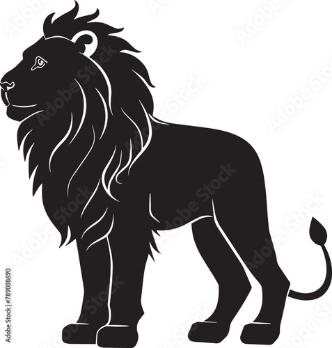 lion silhouette vector black on white background