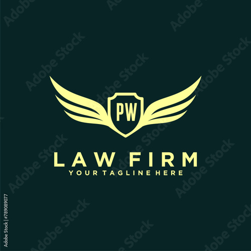 PW initials design modern legal attorney law firm lawyer advocate consultancy business logo vector