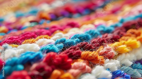 Colorful woolen Berber carpet close up in Morocco : Generative AI © Generative AI