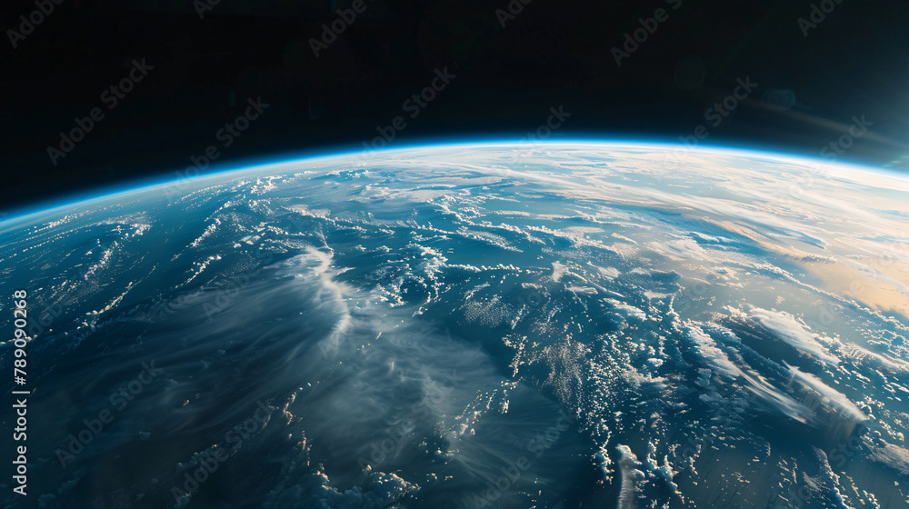 Fototapeta premium A beautiful view of the Earth's sunrise from space 