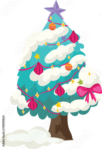 Christmas tree cartoon on a transparent background.